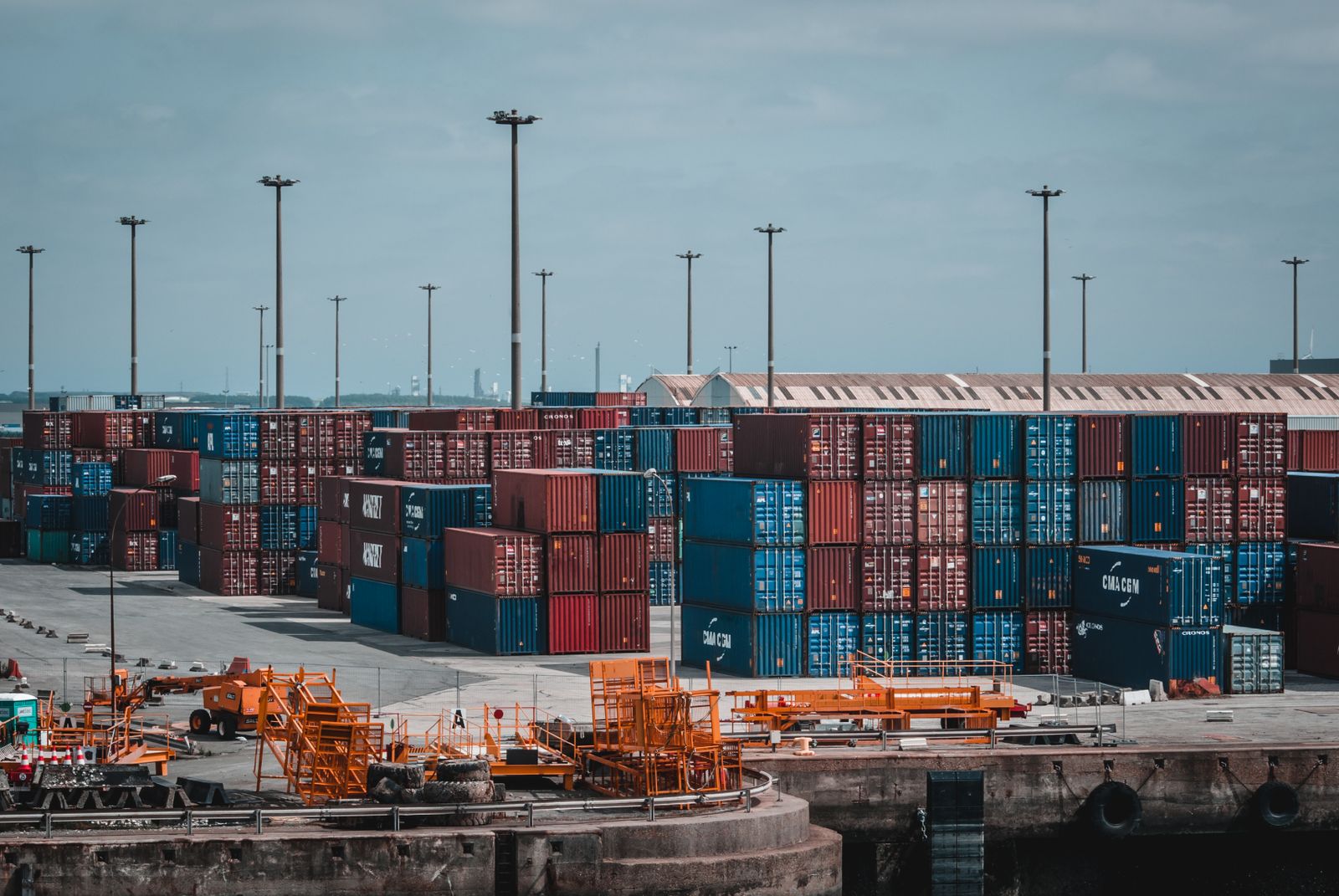 Container stacks moving goods between customs territories